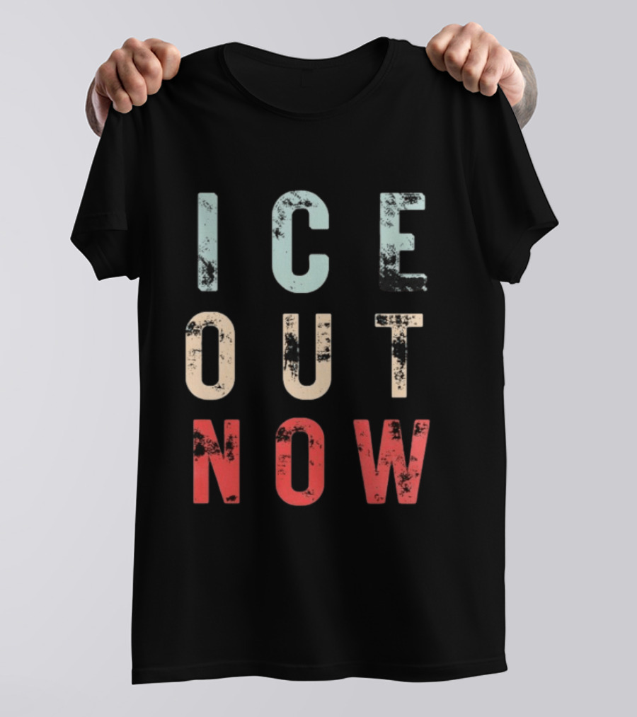 ICE Out Now Distressed T-Shirt