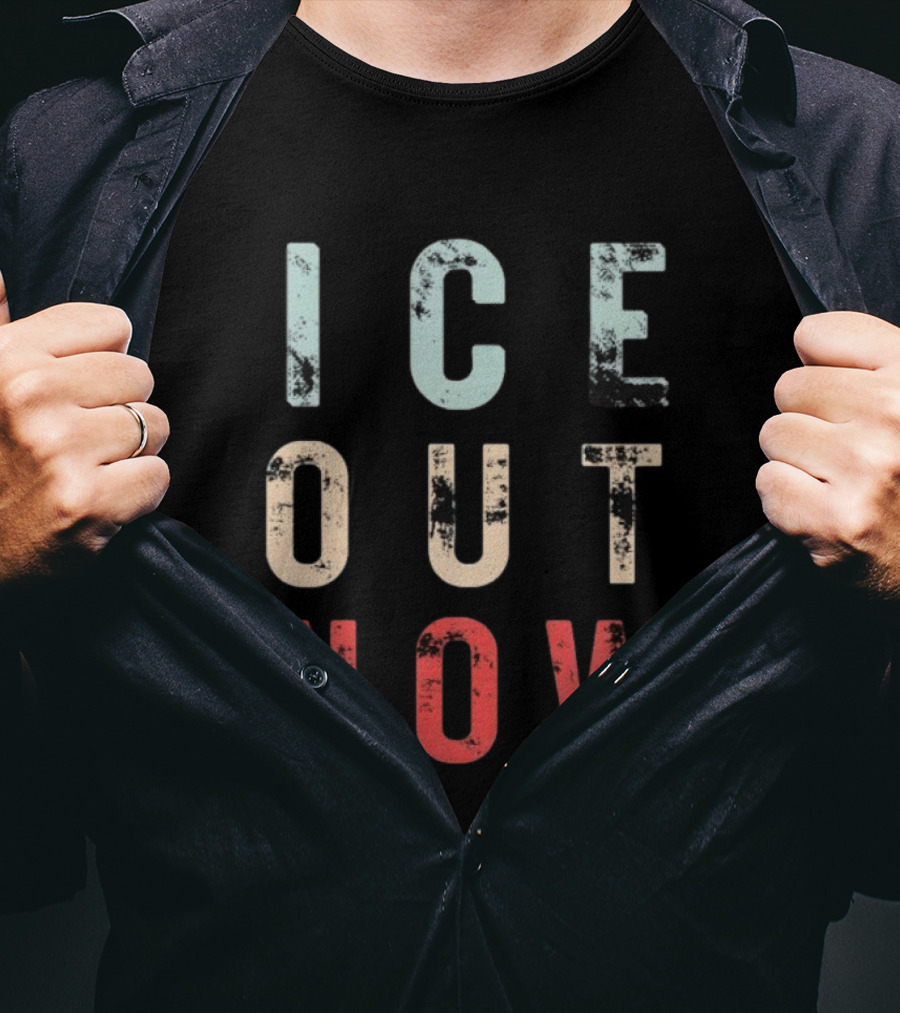 ICE Out Now Distressed T-Shirt