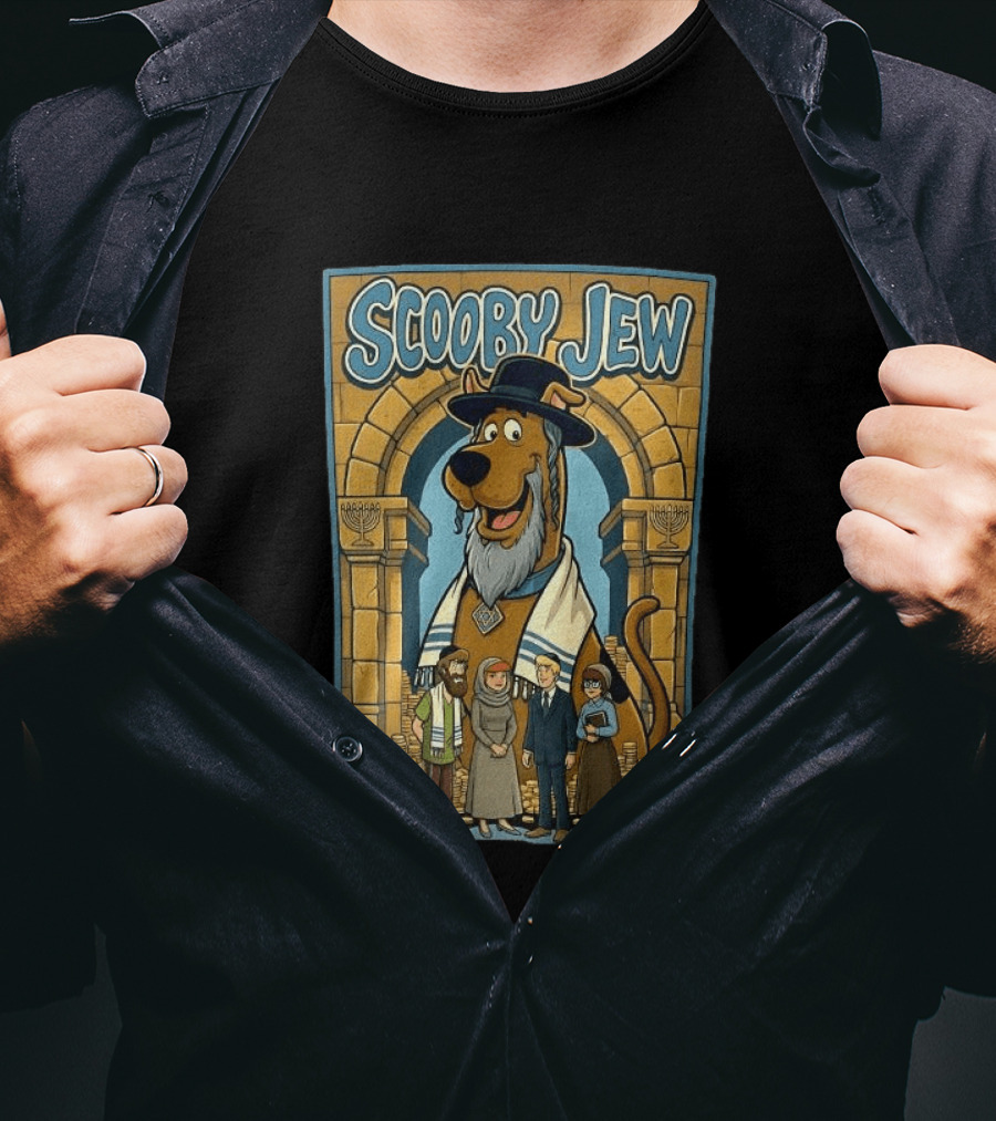 Scooby Jew Meme Cartoon Style With Rabbi Symbols And Characters T-Shirt