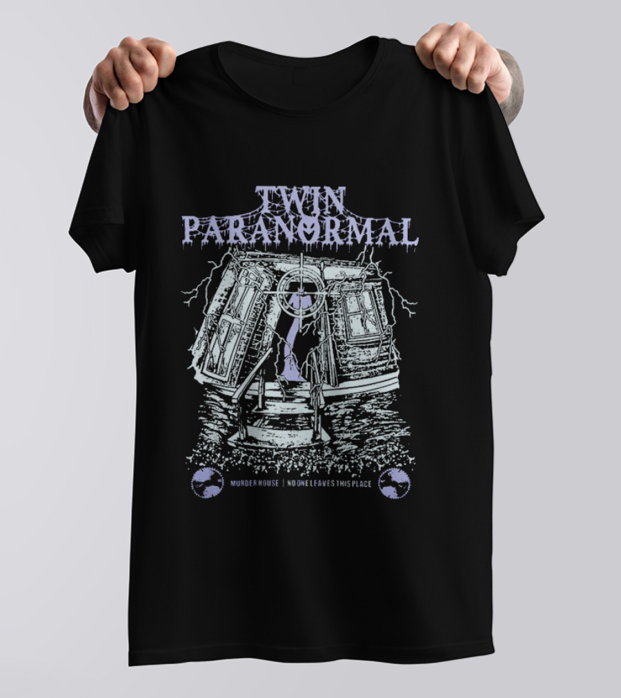 Twin Paranormal Haunted Murder House No One Leaves This Place Nightmare Month T-Shirt
