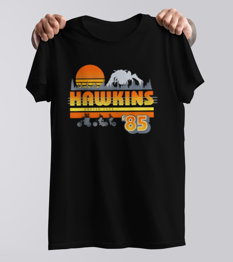 Hawkins Bikers Sunset Adventure Stranger Things 85 Demogorgon Forest T-Shirt