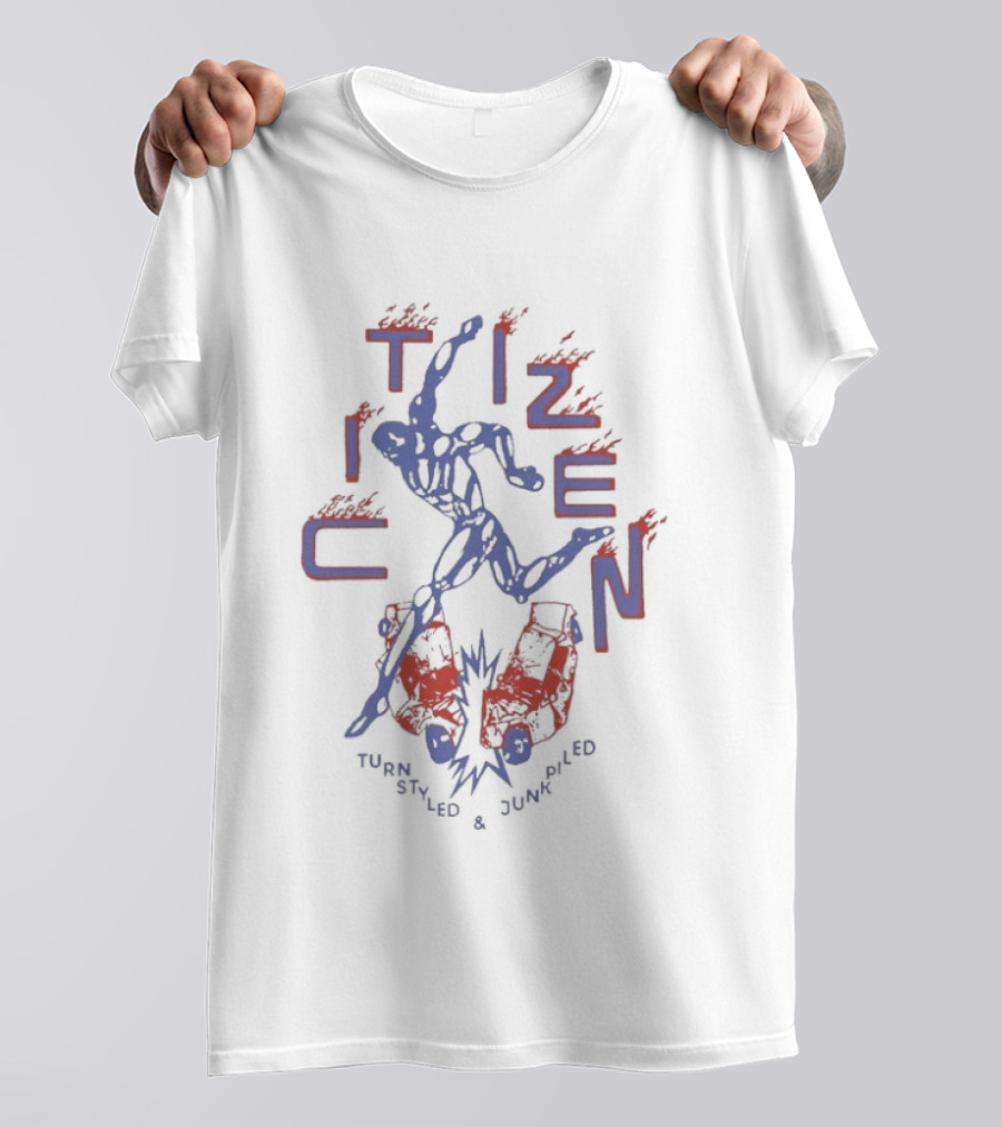 Citizen Turn Styled And Junkpile Kicking Dynamic Blue Red Figures T-Shirt