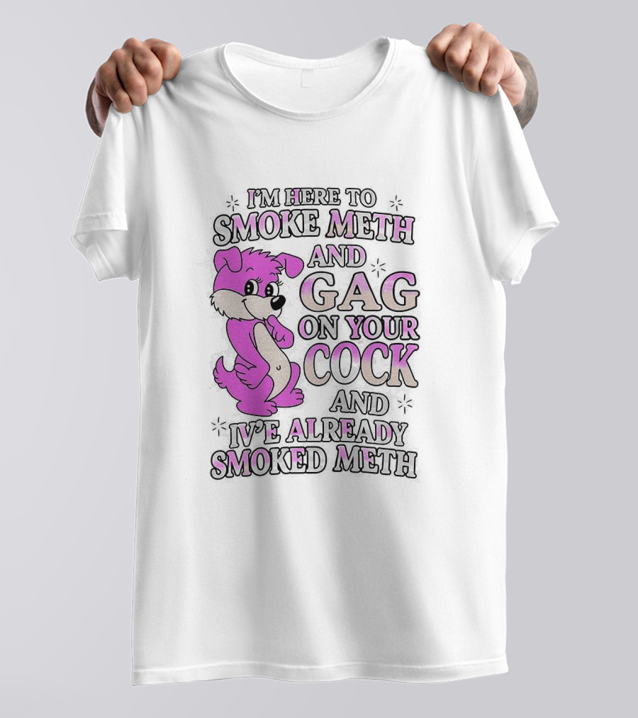 I'm Here To Smoke Meth Gag On Your Cock Pink Dog T-Shirt