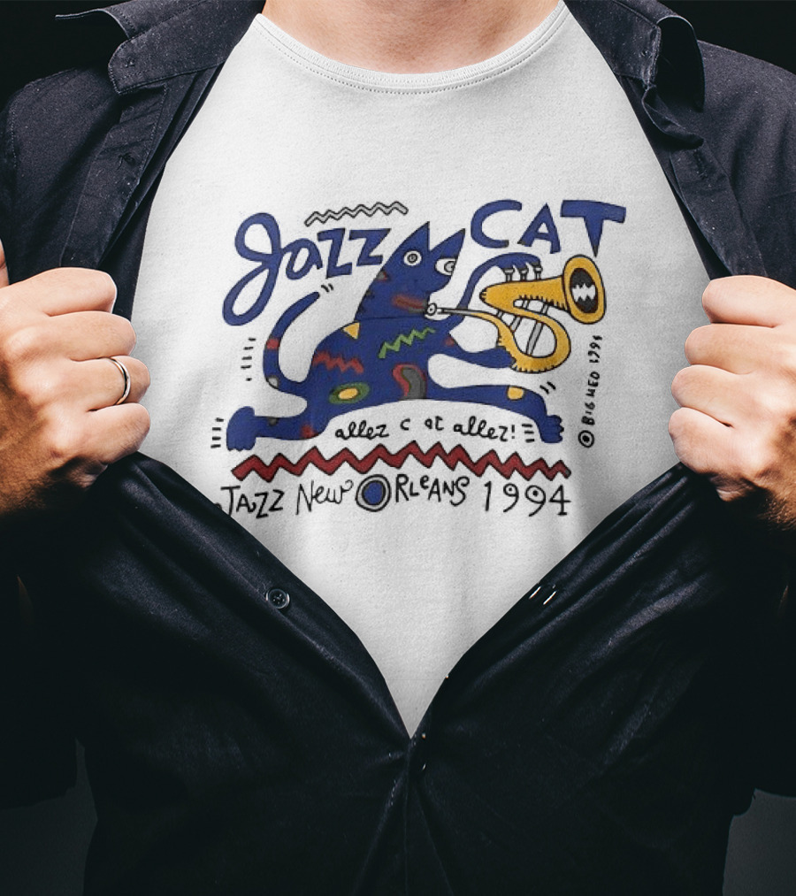 Jazz Cat Midnight Session Allez Cat New Orleans 1994 T-Shirt