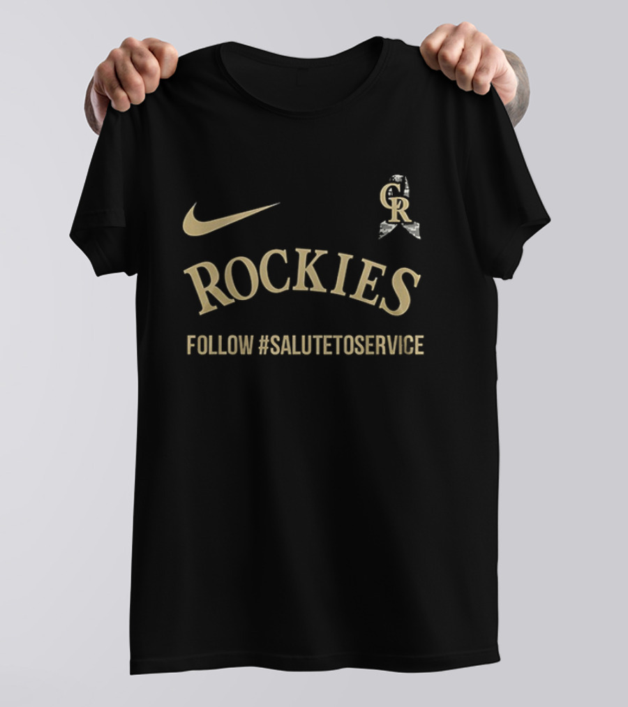 Nike Colorado Rockies Follow #SaluteToService Honor Empower Connect Military T-Shirt