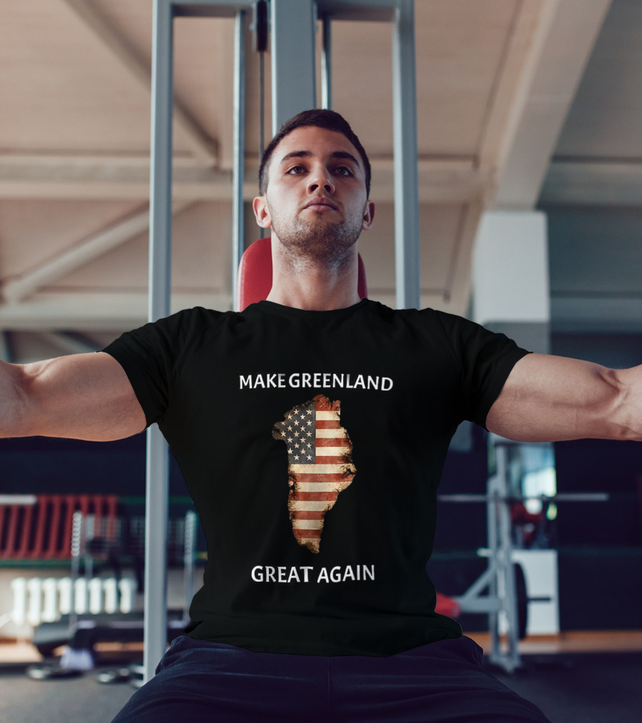 Make Greenland Great Again USA Flag Greenland Map T-Shirt