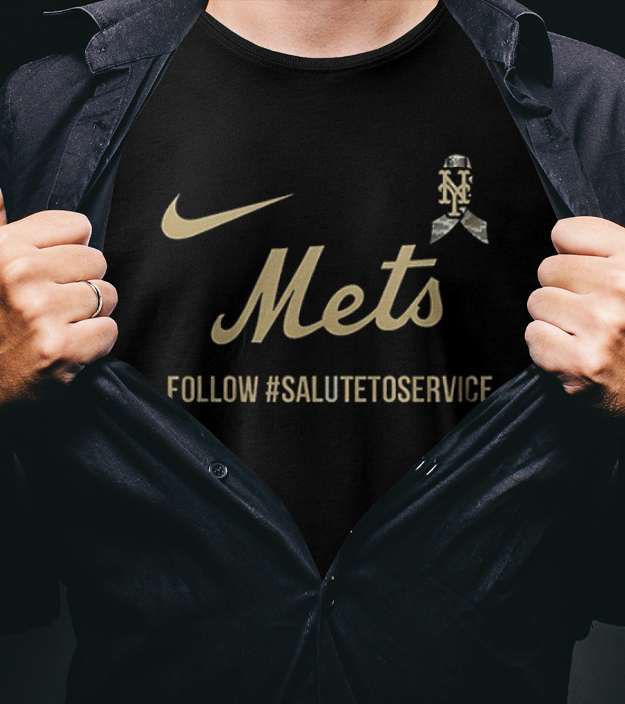 Nike Mets Follow #SaluteToService Honor Empower Connect Military T-Shirt