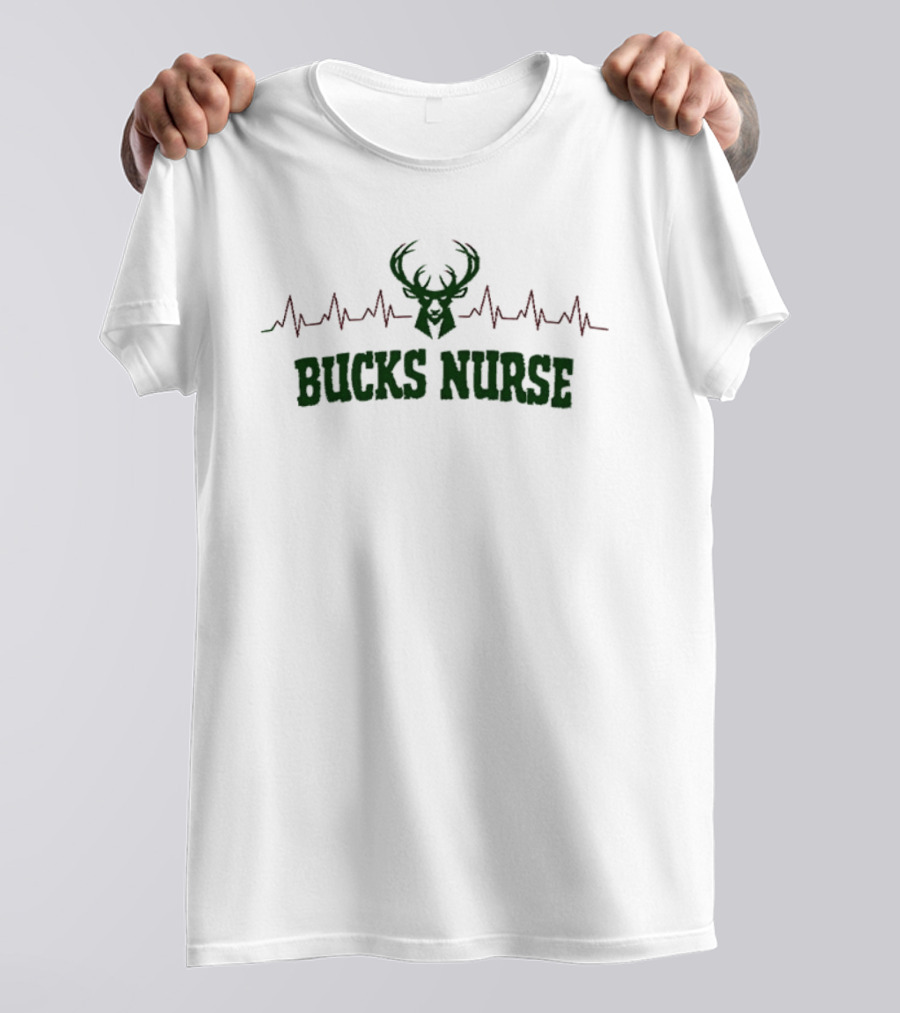 Bucks Nurse Heartbeat Milwaukee Bucks Nurse Appreciation Month T-Shirt