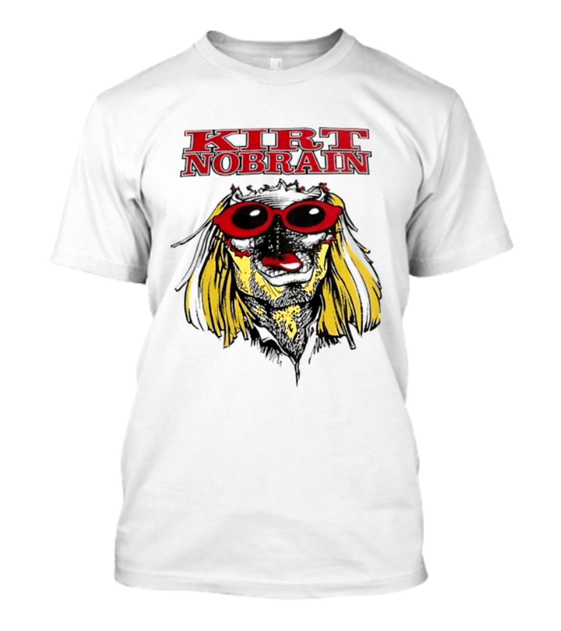 Kurt Nobrain Sunglasses Blonde Hair Red T-Shirt
