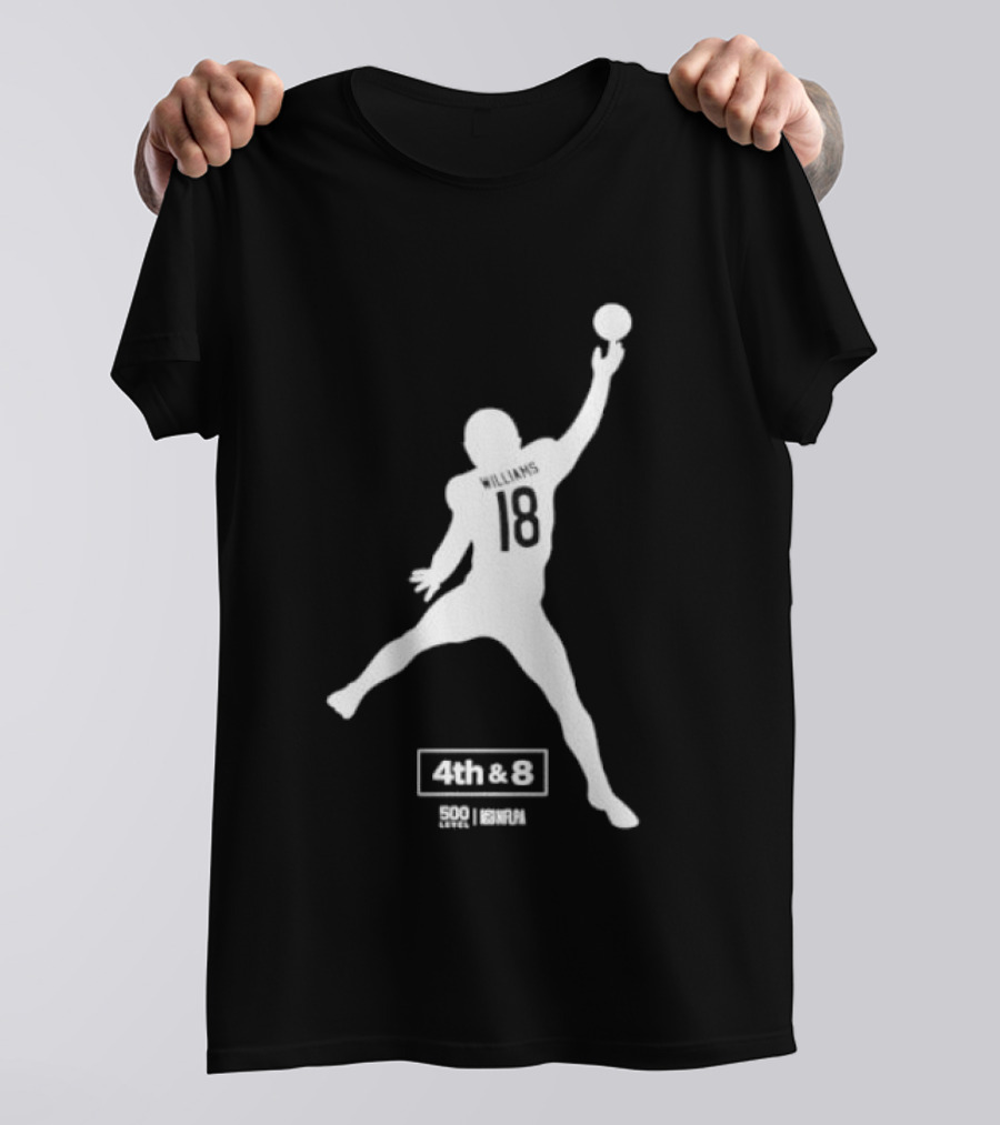 Caleb Williams 18 Chicago 4th & 8 Football T-Shirt