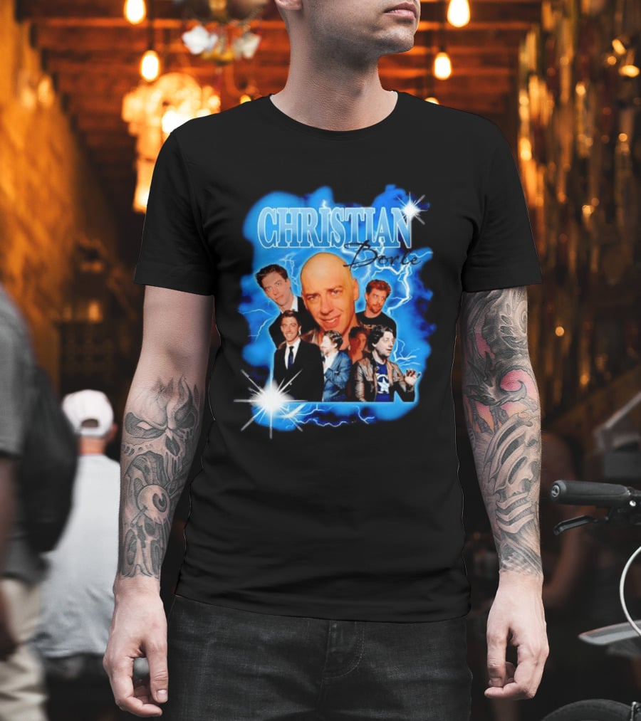 Christian Borle Lightning Bald Images Blue T-Shirt