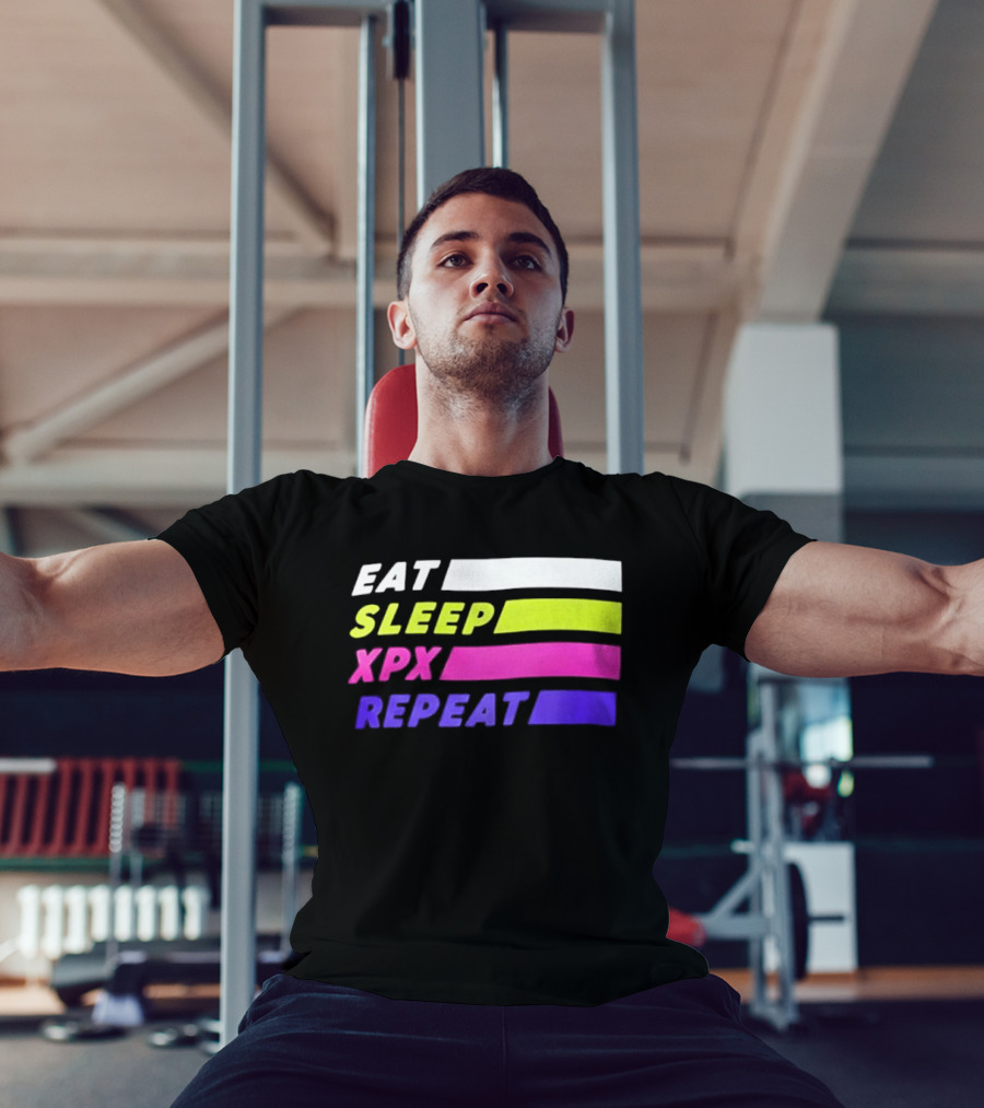 Eat Sleep XPX Repeat Lines Neon Text Blocks T-Shirt