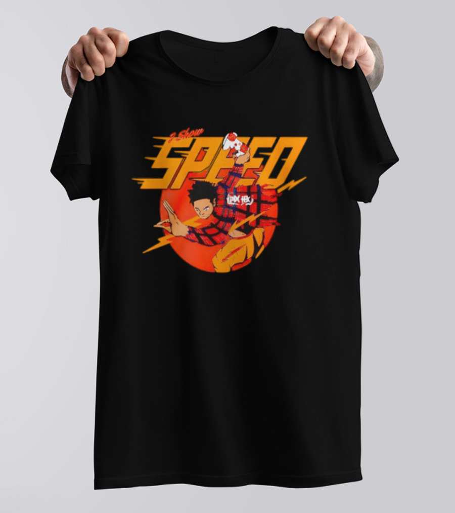 IShowSpeed Speed Flash Anime Character With Soccer Ball And Lightning Bolt T-Shirt