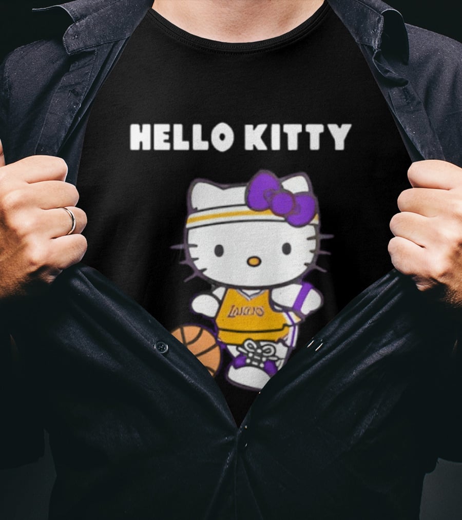 Los Angeles Lakers Hello Kitty Basketball Collaboration T-Shirt