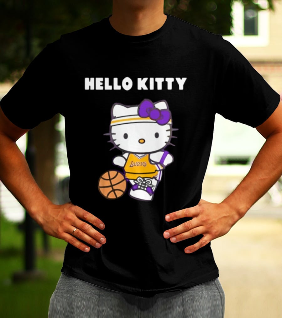 Los Angeles Lakers Hello Kitty Basketball Collaboration T-Shirt