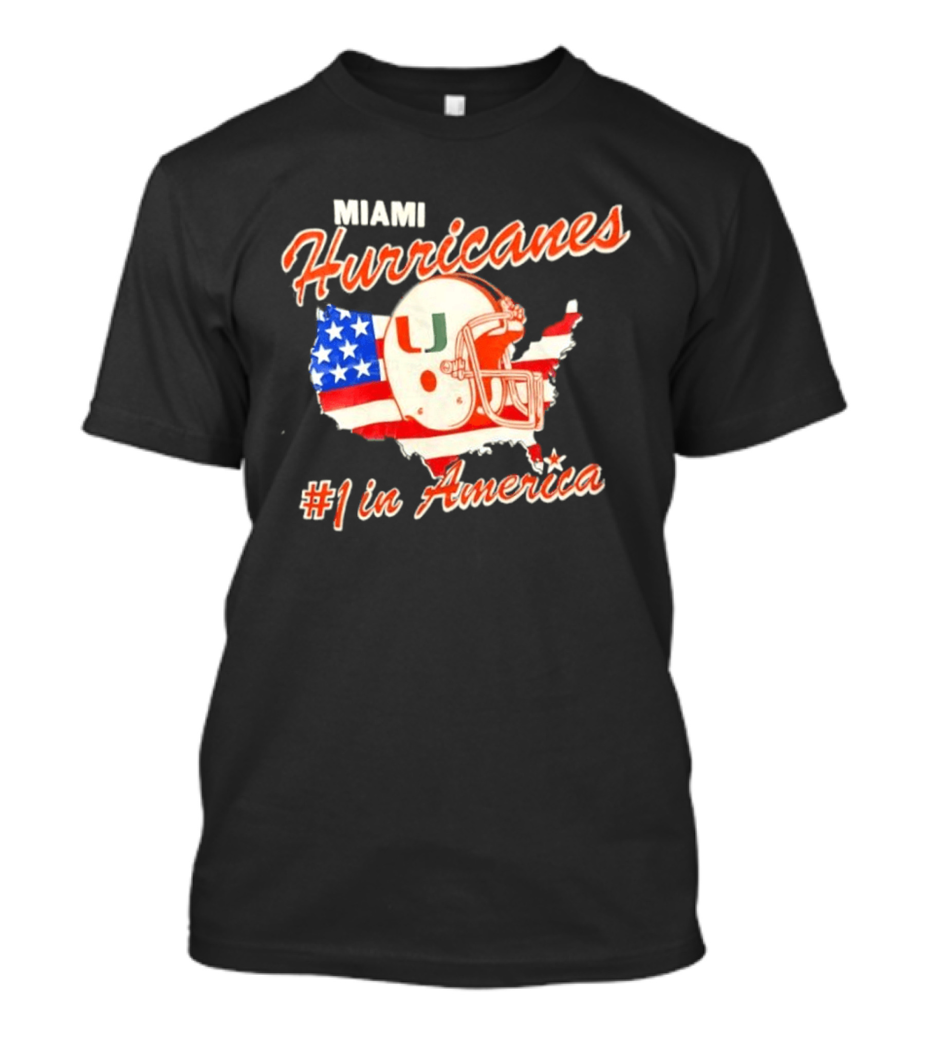 Miami Hurricanes Helmet American Flag Map #1 In America T-Shirt