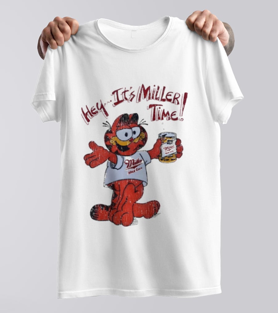 Hey It's Miller Time Garfield Comic T-Shirt