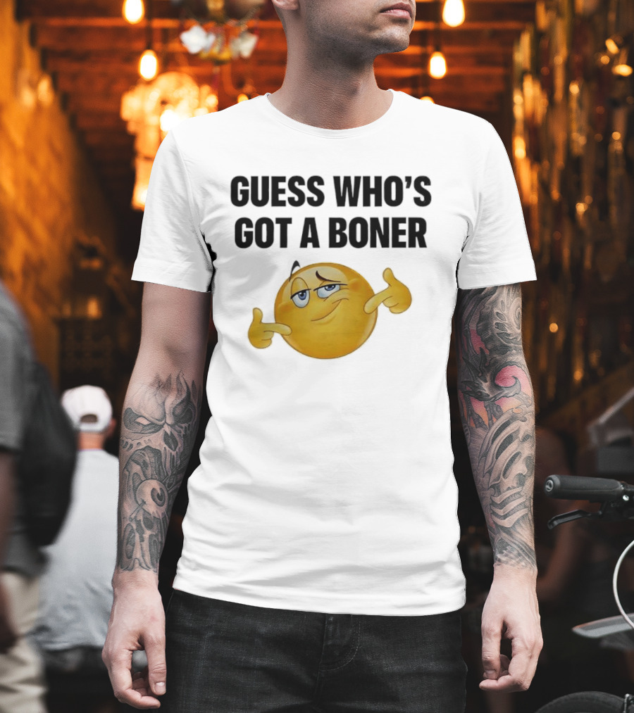 Guess Who's Got A Boner Emoji Pointing Hands T-Shirt