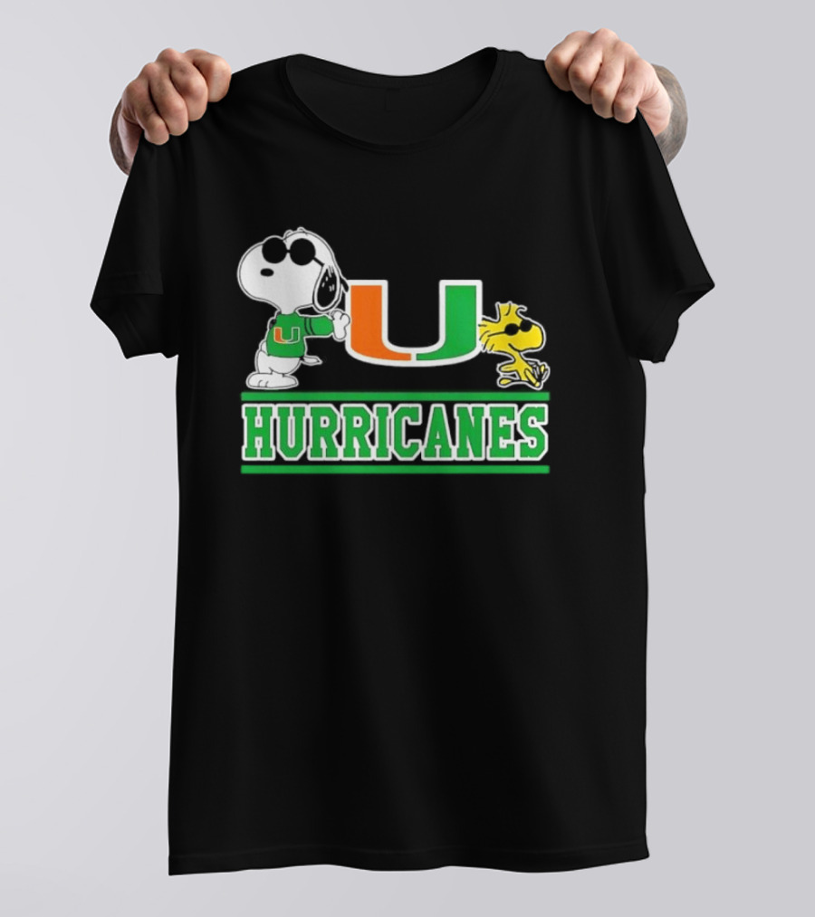 Snoopy Woodstock Miami Hurricanes U T-Shirt