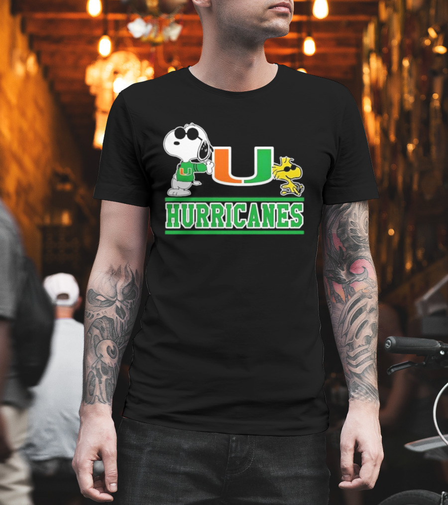 Snoopy Woodstock Miami Hurricanes U T-Shirt