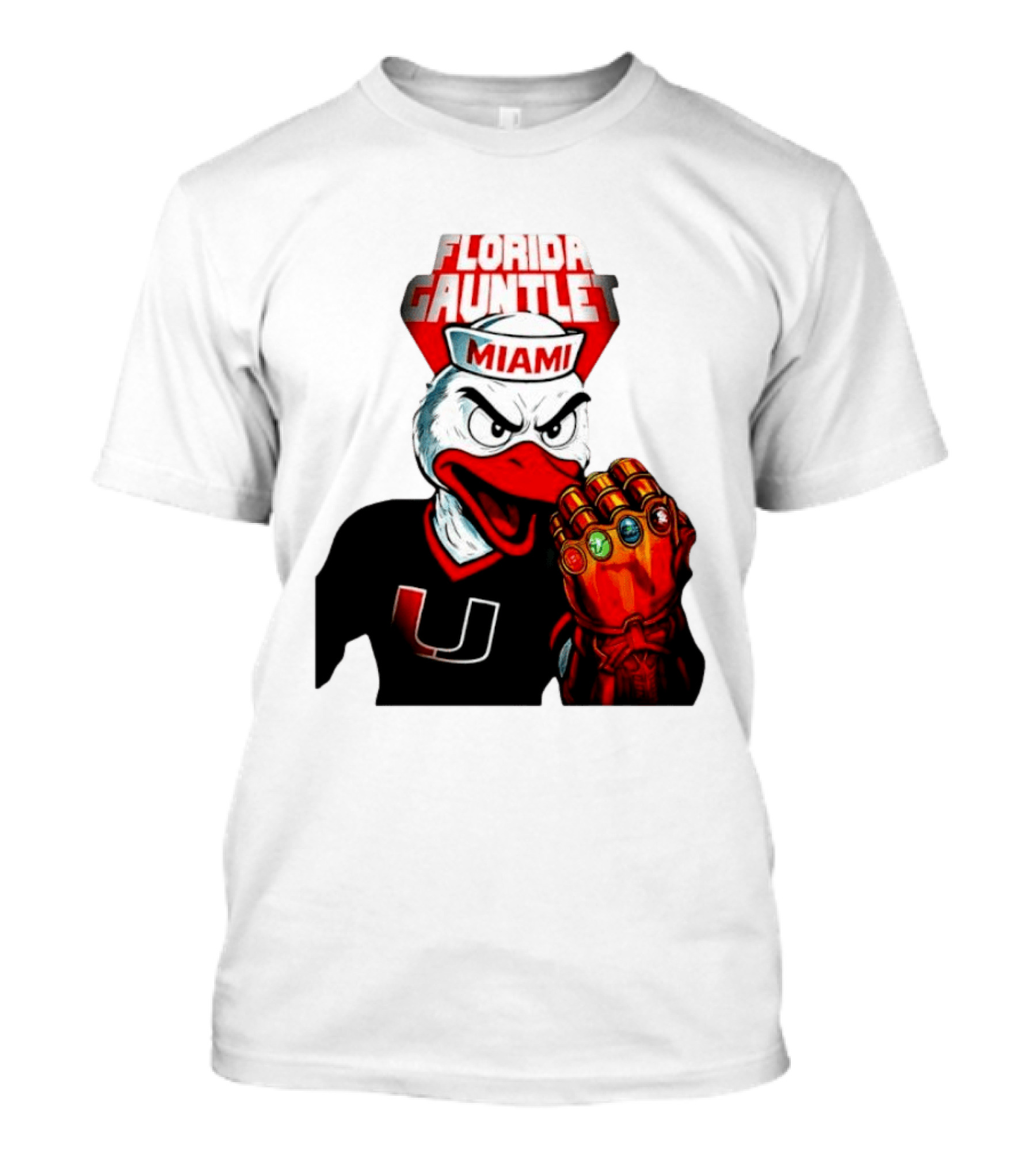 Miami Hurricanes Florida Gauntlet Mascot Iron Glove Infinity Stones T-Shirt