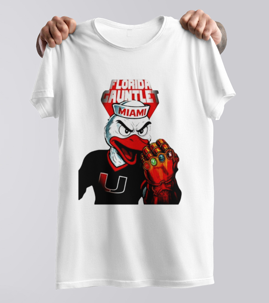 Miami Hurricanes Florida Gauntlet Mascot Iron Glove Infinity Stones T-Shirt
