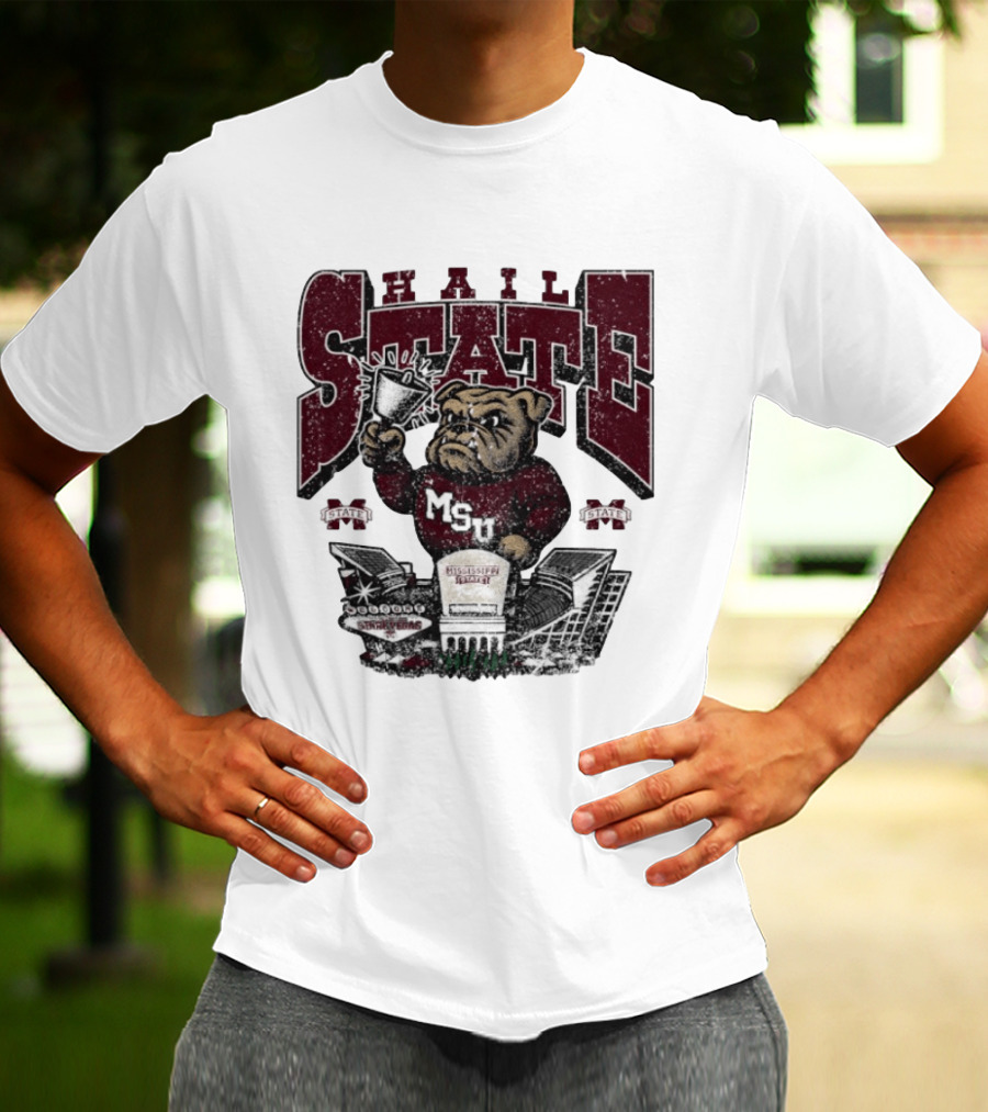 Hail State MSU Mississippi State Bulldogs Stadium Cowbell T-Shirt