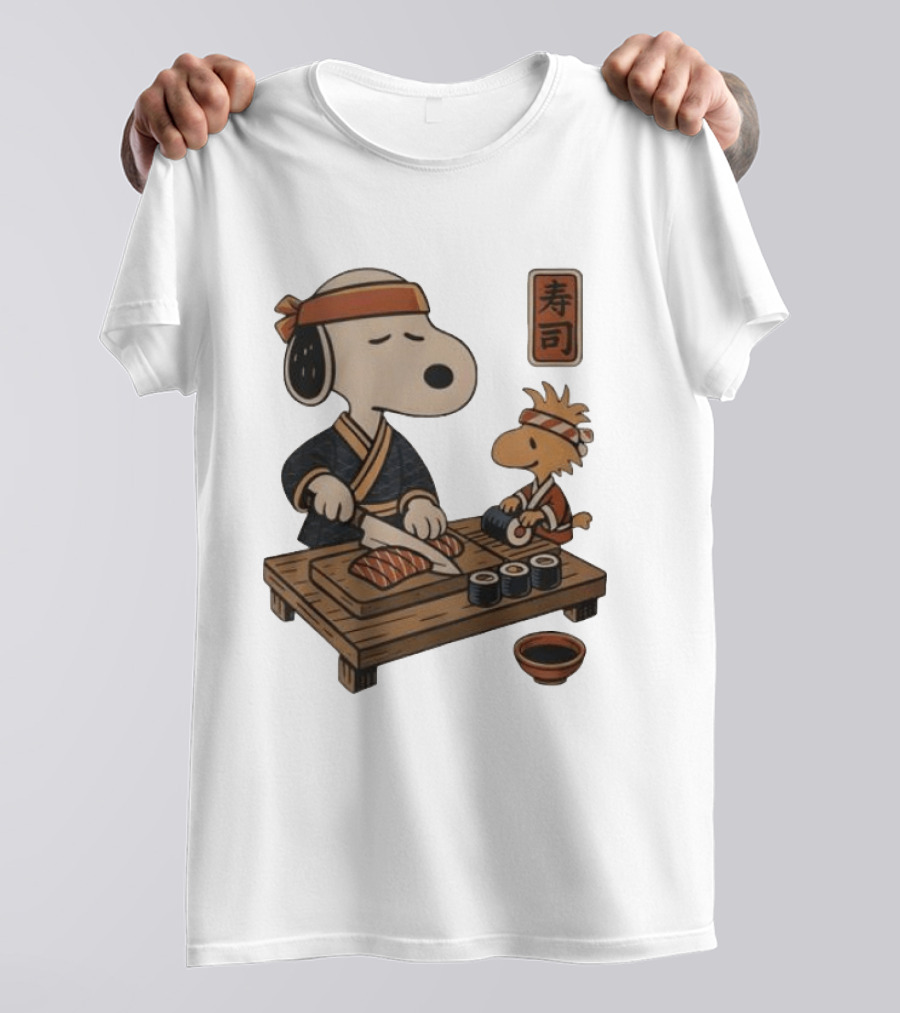 Snoopy Woodstock Sushi Chef Japan Food Sushi T-Shirt