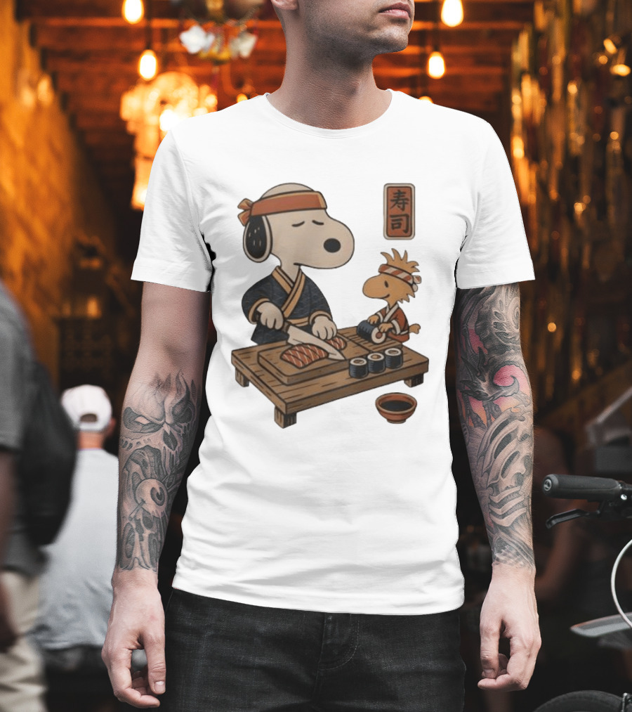 Snoopy Woodstock Sushi Chef Japan Food Sushi T-Shirt