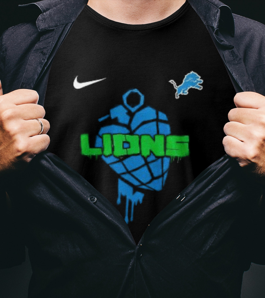 Nike Detroit Lions Football Skull Green Day T-Shirt