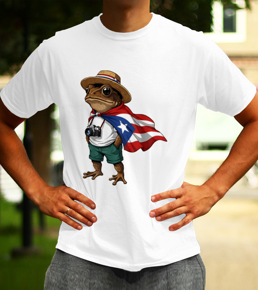 Coqui Frog With Puerto Rico Flag In Puerto Rican Taino T-Shirt