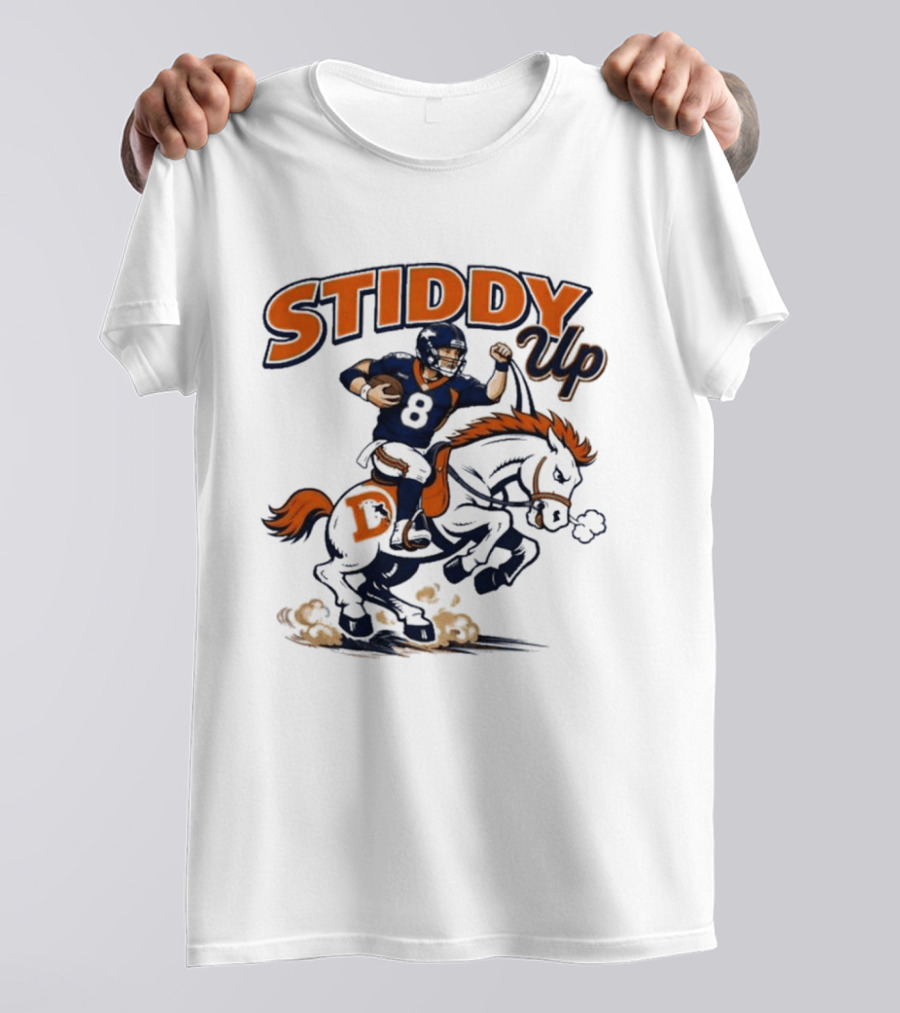 Jarrett Stidham Denver Broncos Stiddy Up Horseback Touchdown T-Shirt