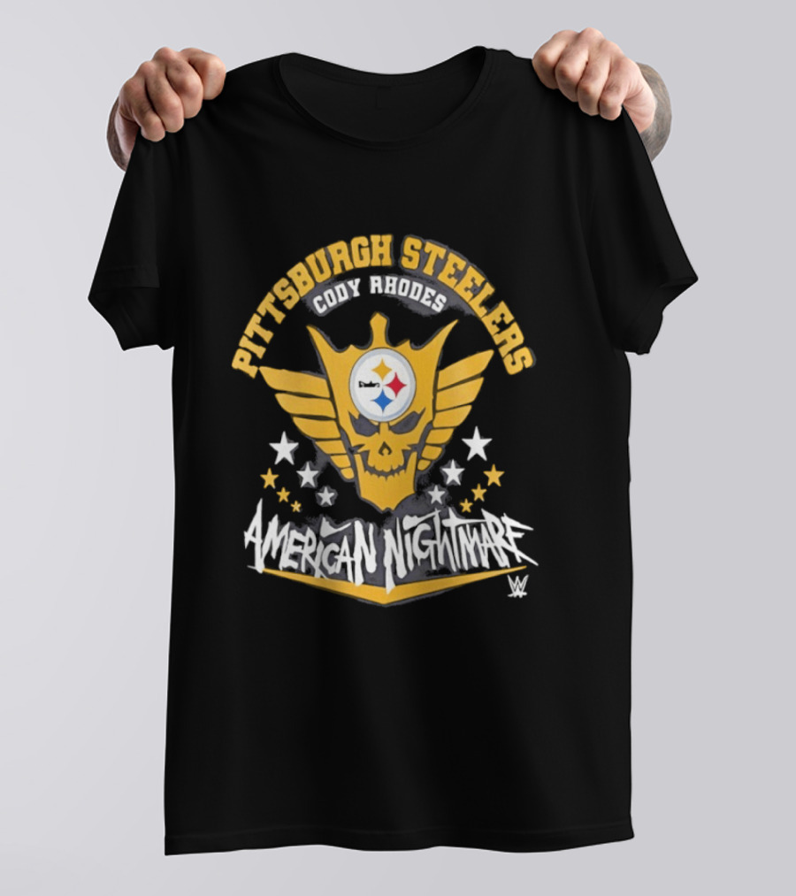 Pittsburgh Steelers Cody Rhodes American Nightmare Skull Wings Stars T-Shirt