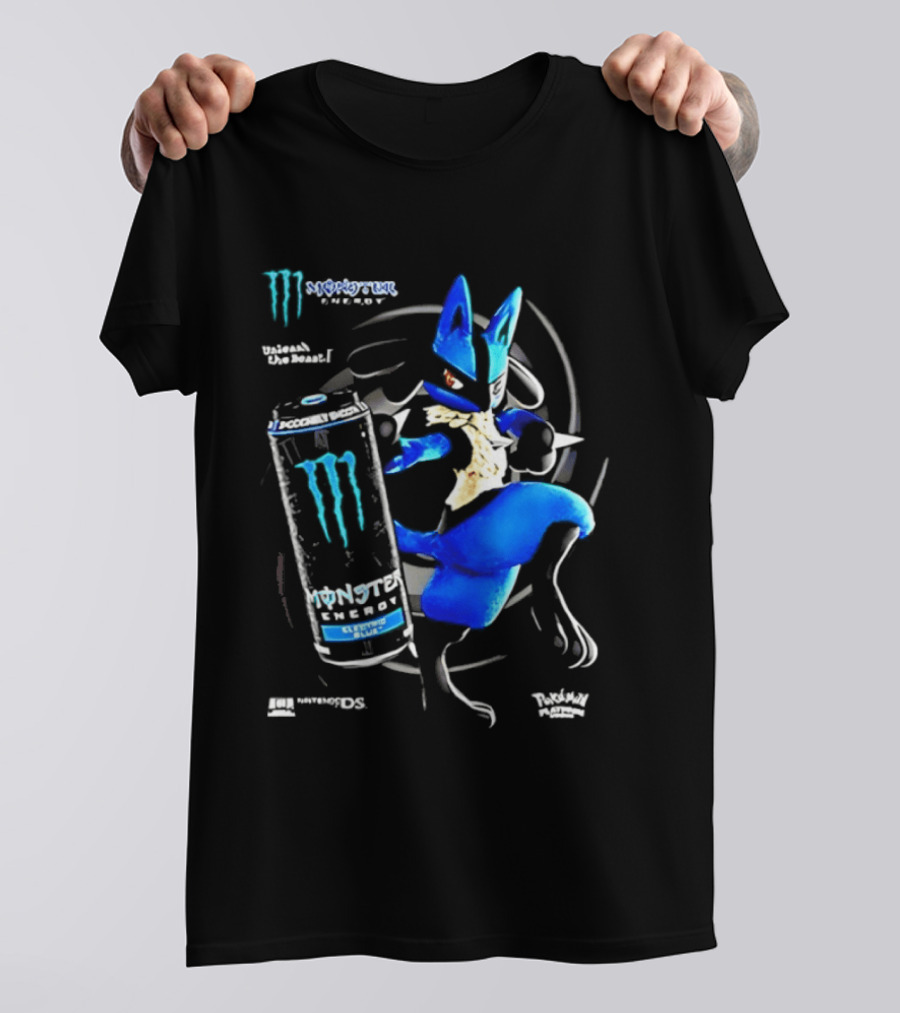 Pokémon Lucario Monster Energy Can Líquido Azulado Invigorante T-Shirt