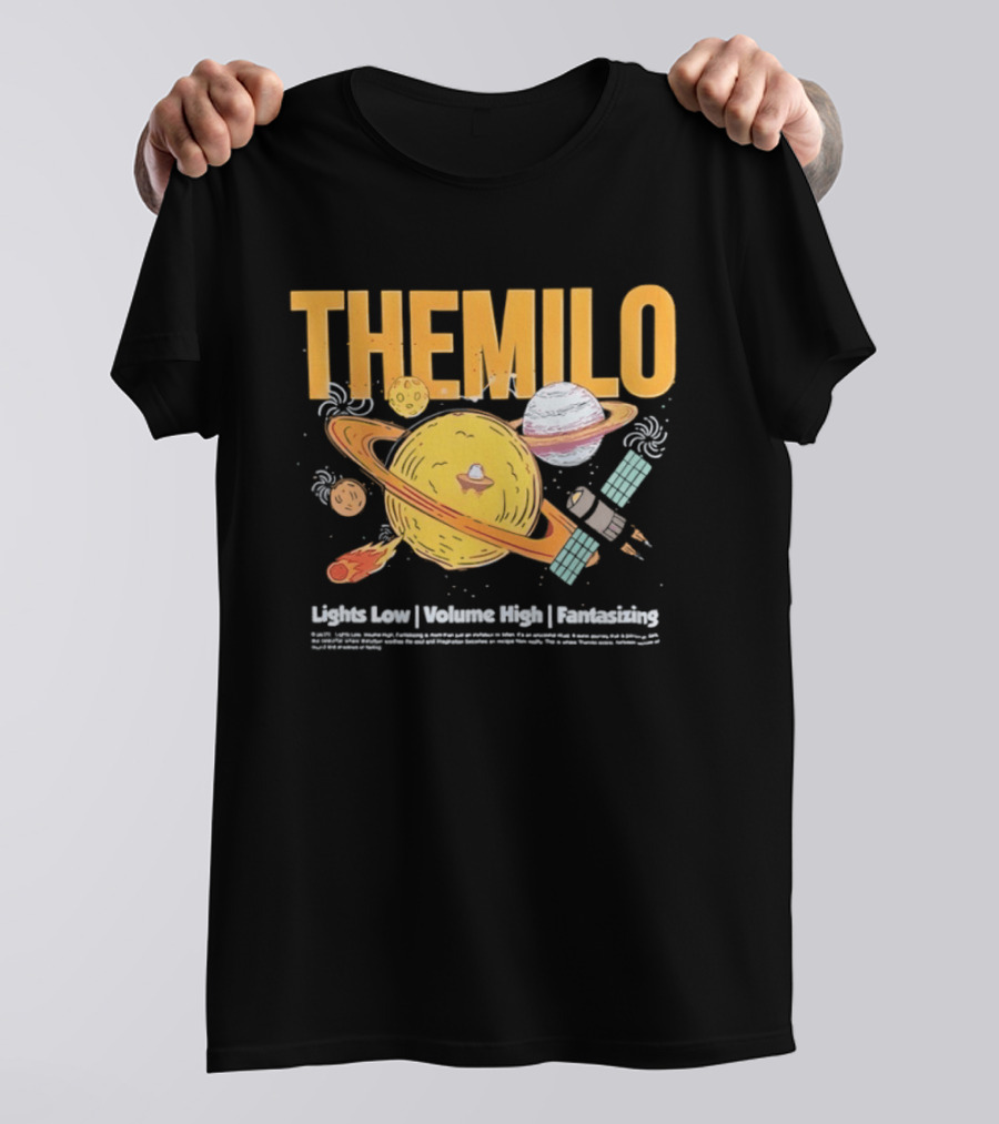 The Milo Space Planets Lights Low Volume High Fantasizing T-Shirt