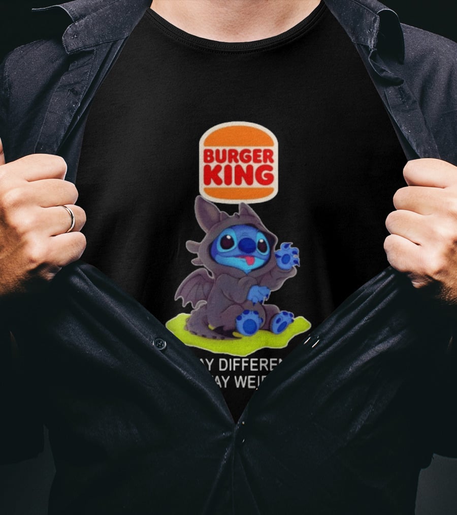 Burger King X Toothless Stitch Collaboration Stay Different Stay Weird T-Shirt