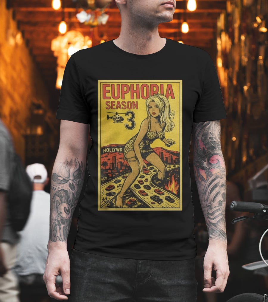 Euphoria Season 3 Hollywood Giant Woman Retro Comic T-Shirt