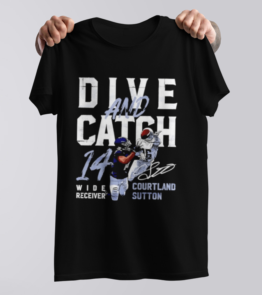 Courtland Sutton Wide Receiver 14 Dive And Catch T-Shirt