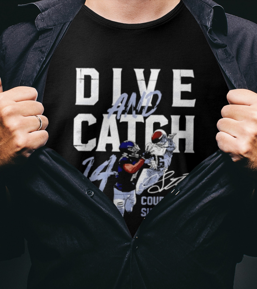 Courtland Sutton Wide Receiver 14 Dive And Catch T-Shirt