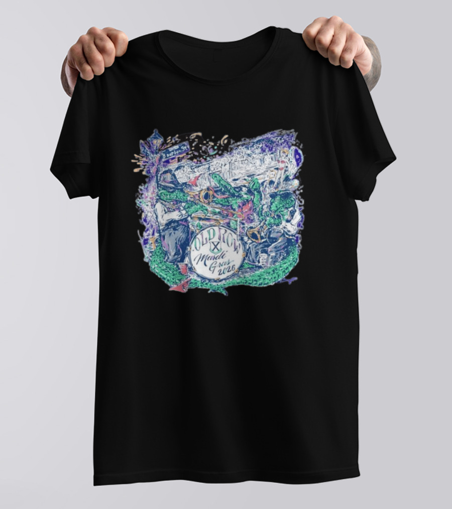 Old Row Mardi Gras 2026 Bourbon Street Alligator Band T-Shirt