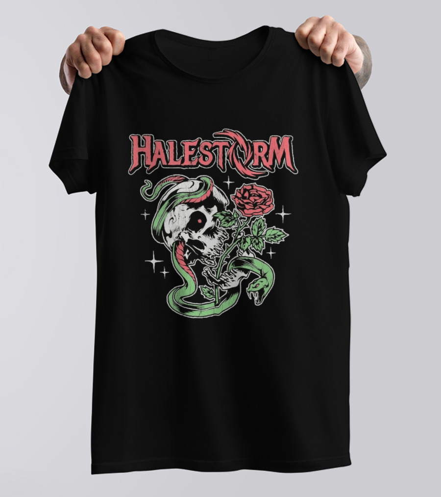 Halestorm Skull Snake Rose Star T-Shirt
