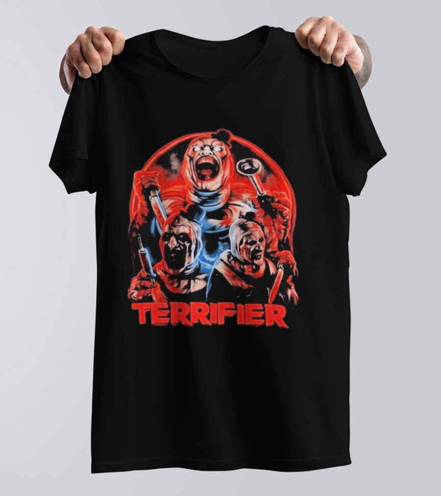 Terrifier Horror Movie Villains Red And Blue T-Shirt