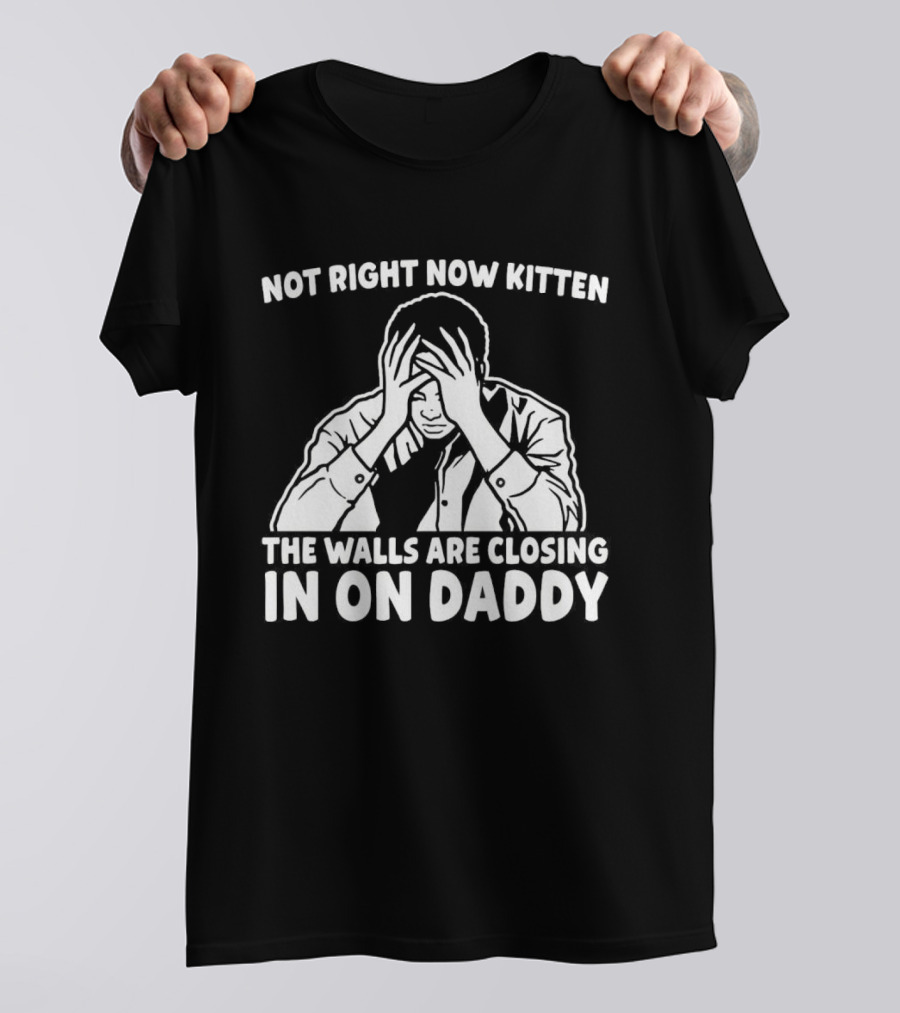 Not Right Now Kitten The Walls Are Closing In On Daddy Stress Humor T-Shirt