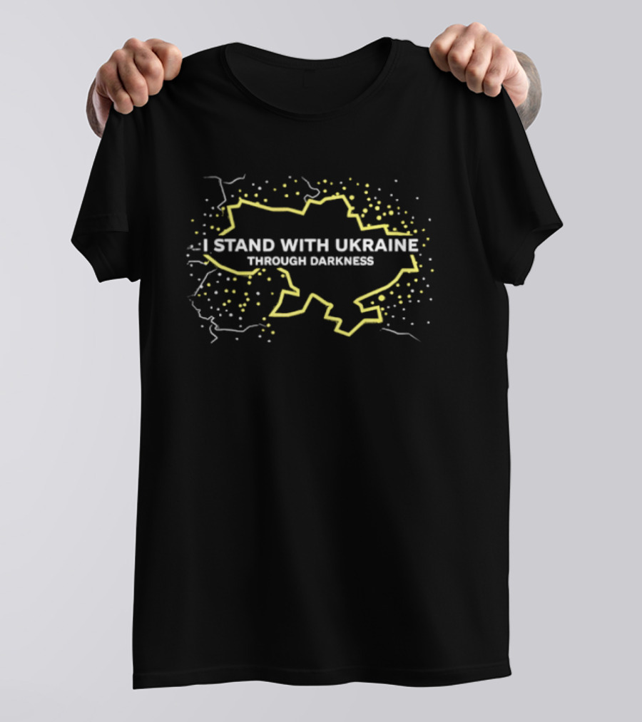 I Stand With Ukraine Through Darkness Map T-Shirt