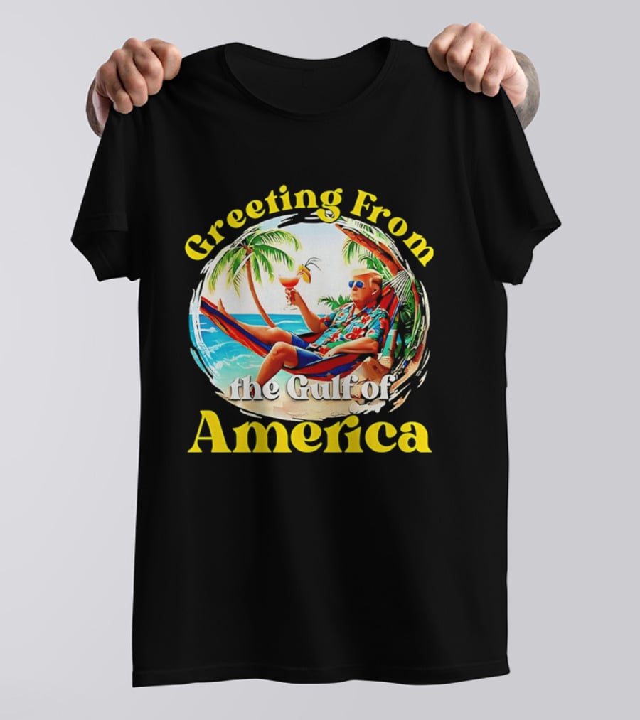 Greeting From The Gulf Of America Tropical Beach Scene T-Shirt