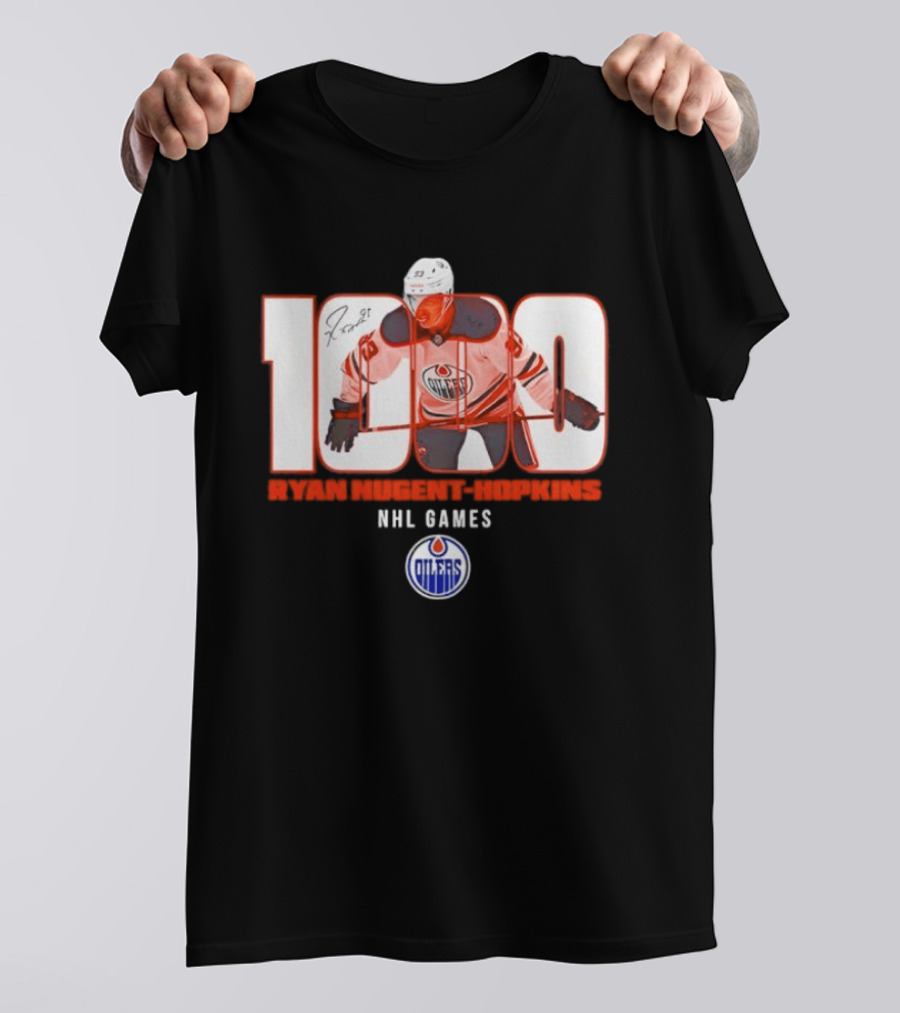 Ryan Nugent Hopkins 1000 NHL Games Edmonton Oilers T-Shirt