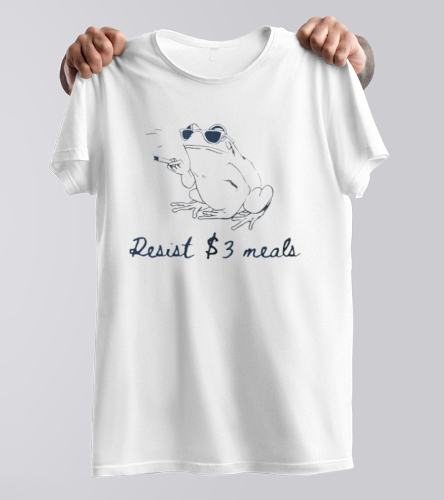 Resist Three Dollar Meals Frog Smoking With Sunglasses T-Shirt