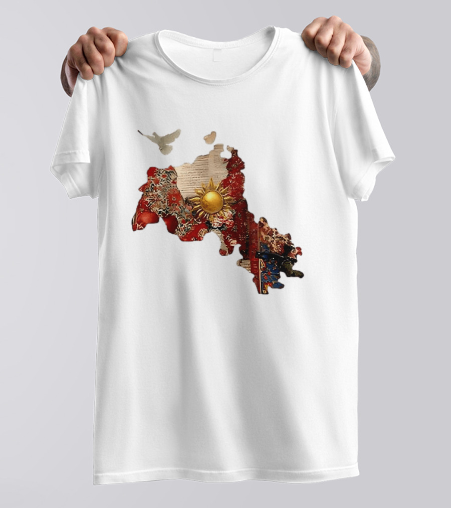 Map Of Kurdistan With Sun And Peace Dove T-Shirt