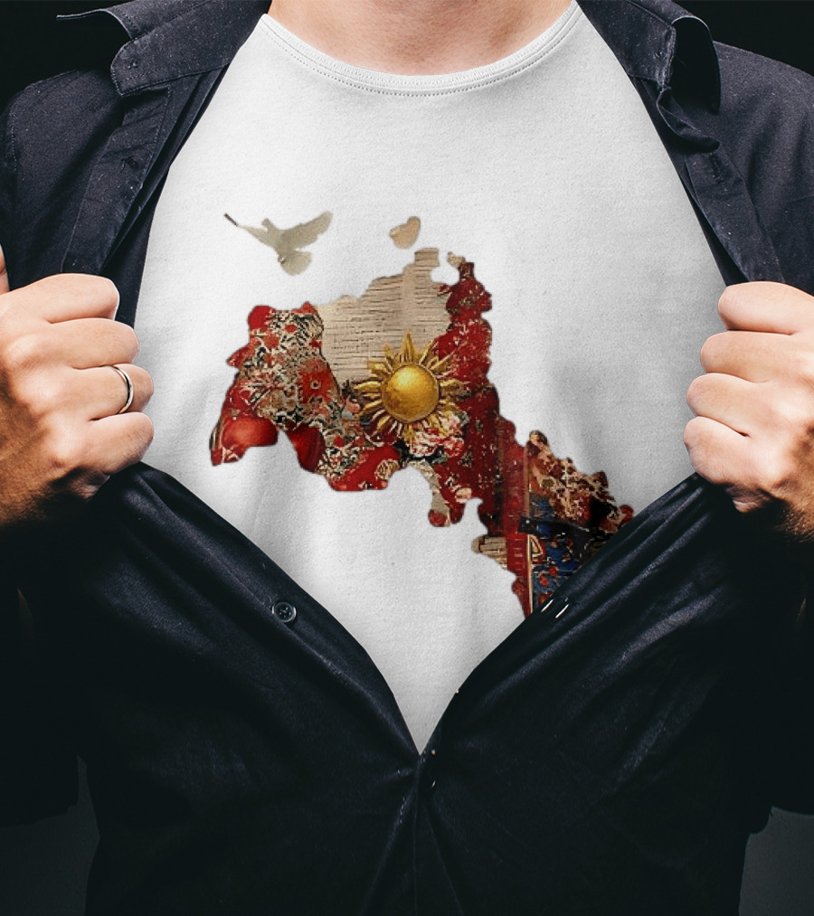 Map Of Kurdistan With Sun And Peace Dove T-Shirt