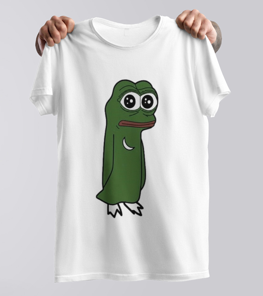 Smolting Pepe Meme Character Crescent Moon Reflection T-Shirt